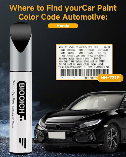 Touch Up Paint Pen Exact Color Match Car Chip and Scratch Repair (for Honda, Crystal Black Pearl(NH-731P))