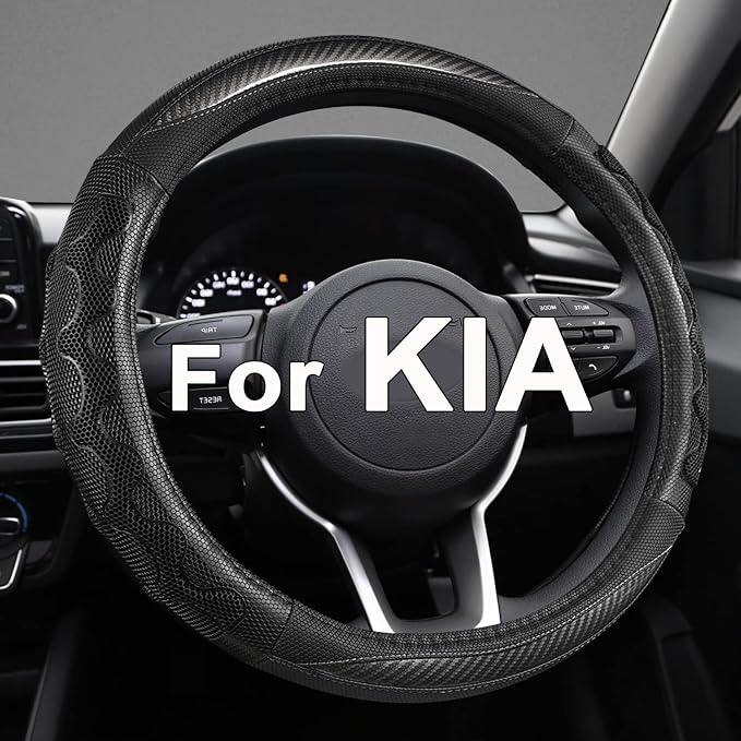 GIANT PANDA Steering Wheel Cover for Kia Soul,Sportage,Forte,Optima,Telluride(3D Honeycomb-Gray-Standard Size)