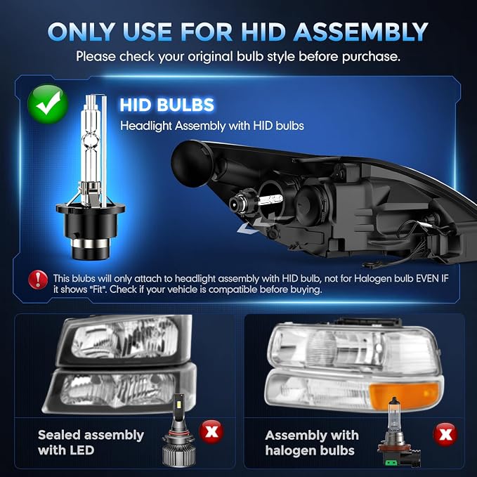 D2S Xenon HID bulb, 6000K 35W Cool White High Low Beam Replacement 85122 66240 66040 66240CBI for D2S HID Bulb, Plug and Play, Pack of 2