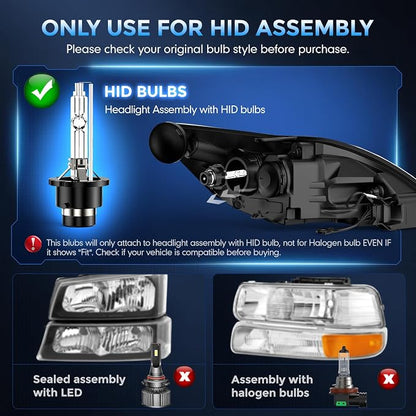 D2S Xenon HID bulb, 6000K 35W Cool White High Low Beam Replacement 85122 66240 66040 66240CBI for D2S HID Bulb, Plug and Play, Pack of 2