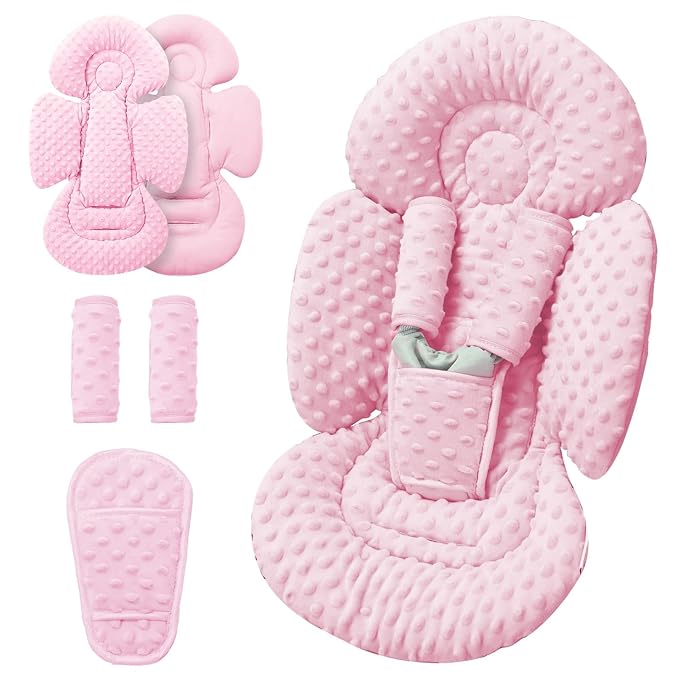 Generic Infant Insert Compatible with Mamaroo Swing & Graco Swing and Infant Car Seat, Newborn Insert Baby Head Body Support, Reversible Design, Breathable Soft Fabric, 1Pcs - Dots, Pink
