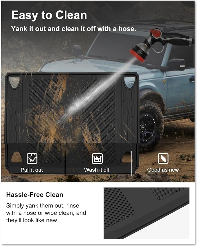 KIWI MASTER Cargo Mat for 2021-2026 Ford Bronco 4-Door, OEM Replacement M2DZ-58047A74-BA, Custom Fit All Weather Rear Cargo Liner, Heavy Duty TPE Tray Trunk Mat, Black