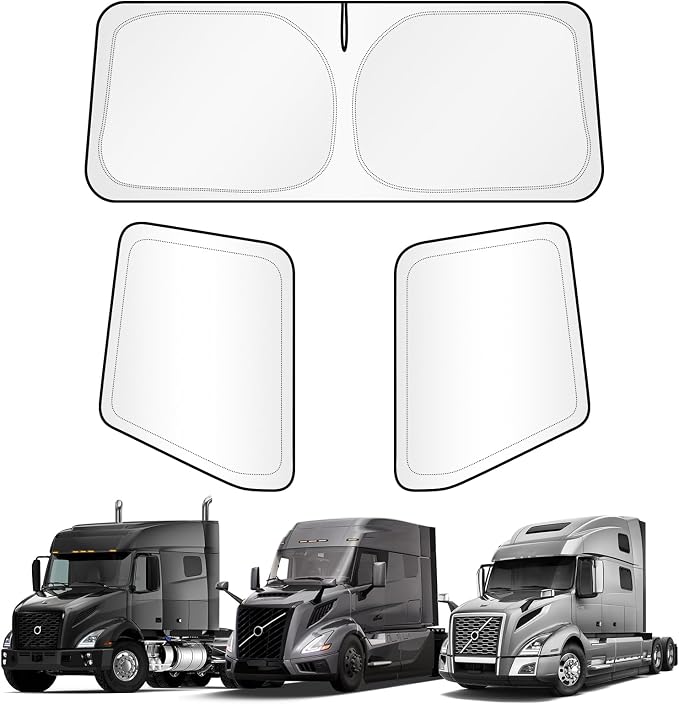 KUST Full Coverage Window Shades for Volvo VN/VNL 2002-2025, VNR/VAH/VNX 2020-2025 (No Need Suction Cups) Accessories, Window Cover UV Keep Your Car Cool Easy Install Full Set 3PCS