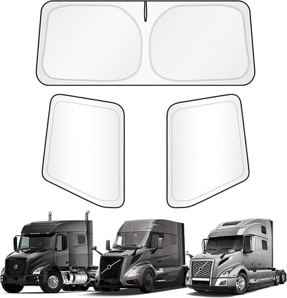 KUST Full Coverage Window Shades for Volvo VN/VNL 2002-2025, VNR/VAH/VNX 2020-2025 (No Need Suction Cups) Accessories, Window Cover UV Keep Your Car Cool Easy Install Full Set 3PCS
