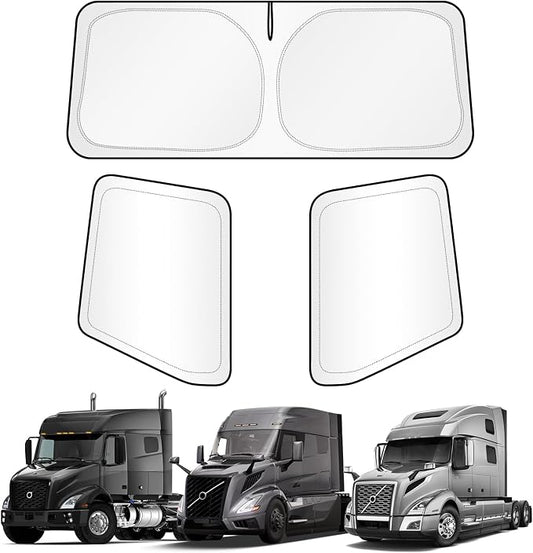 KUST Full Coverage Window Shades for Volvo VN/VNL 2002-2025, VNR/VAH/VNX 2020-2025 (No Need Suction Cups) Accessories, Window Cover UV Keep Your Car Cool Easy Install Full Set 3PCS