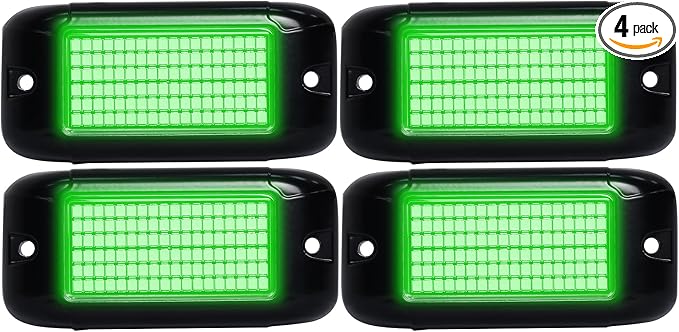 Nicoko 108 High-Power LEDs per Pod 4Pods Pure Green Rock Lights Ultra-Bright Offroad Underglow Kit Advanced Heat Dissipation IP68 Waterproof for Truck, SUV, UTV, ATV, RZR
