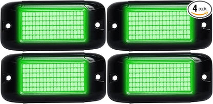 Nicoko 108 High-Power LEDs per Pod 4Pods Pure Green Rock Lights Ultra-Bright Offroad Underglow Kit Advanced Heat Dissipation IP68 Waterproof for Truck, SUV, UTV, ATV, RZR