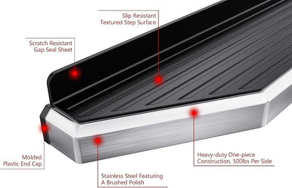 APS 6in 304 Stainless Steel (Polished Flat Style) Running Boards Side Bars Side Steps Compatible with Nissan Rogue 2021-2026 (Exclude Models with Ground Lighting System)