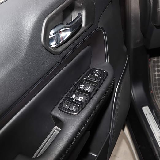 JeCar Window Lift Switch Cover Interior Button Trim Kit for Jeep Grand Cherokee 2011-2020 & Jeep Cherokee 2014-2020, Carbon Fiber Texture