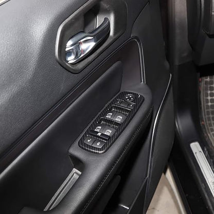 JeCar Window Lift Switch Cover Interior Button Trim Kit for Jeep Grand Cherokee 2011-2020 & Jeep Cherokee 2014-2020, Carbon Fiber Texture
