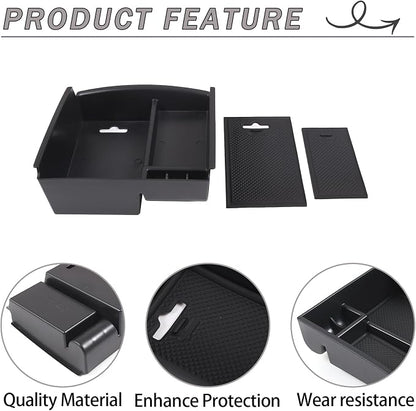 Lcojicep Center Console Armrest Box Storage Box Tray Compatible with Infiniti Q50 2013 2014 2015 2016 2017 2018,Armrest Box Storage Box Secondary ABS Insertion Tray