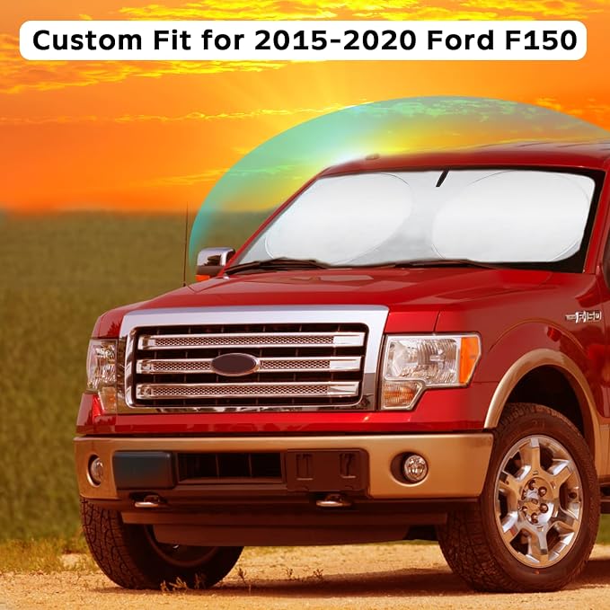 for F150 F-150 Windshield Sunshade Sun Shade BOODANCARS F150 F250 F350 Trucks Windshield Cover Sun Visor Shield 4-Layer 210T UV Ray Reflector Car Front Window Sunshade Protector