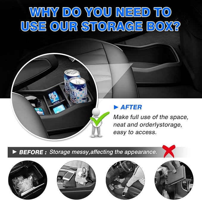 Autorder Lower Center Console Organizer for 2024-2026 Kia EV9 Accessories Bottom Center Console Insert Tray with Cup Holder Storage Box