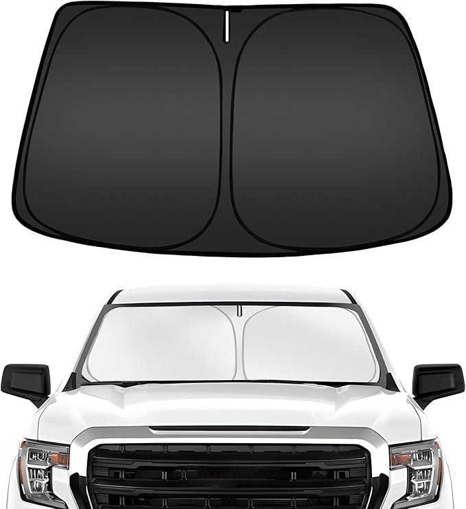 ARISMOTOR Windshield Sun Shade for Chevy Silverado/GMC Sierra 1500 2500 3500 2019-2025 2026, Custom Fit Foldable Front Window Sunshade Sun Visor Protector, Block UV Rays Keep Your Car Cooler