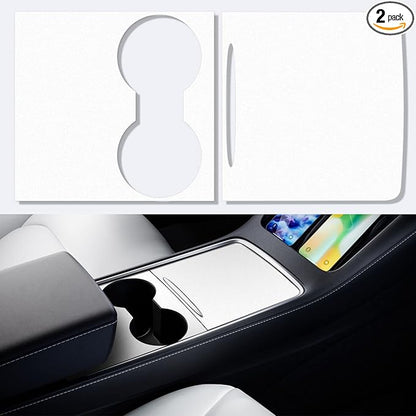 Farmogo Center Console Wrap Kit for Tesla Model Y 2020-2024 & Model 3 2021-2023 2PCS Center Console Cover Interior Decoration Wrap Kit for Tesla Model 3/Y Accessories (White)