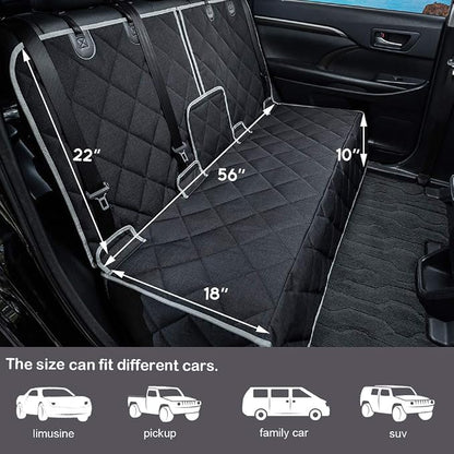 petalage Dog Car Seat Cover Waterproof 56” x 50“ for for Trucks Cars & SUVs Back Seat Heavy-Duty Nonslip Pet Car Seat Cover Protector