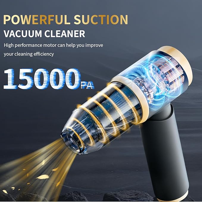 Handheld Car Vacuum Portable Cordless, 4 in 1 Handheld Vacuum Cleaner 15000PA High Power Air Blower & Pump & Air Duster, Mini Hand Held Vacuum Rechargeable for Home, Car, Office