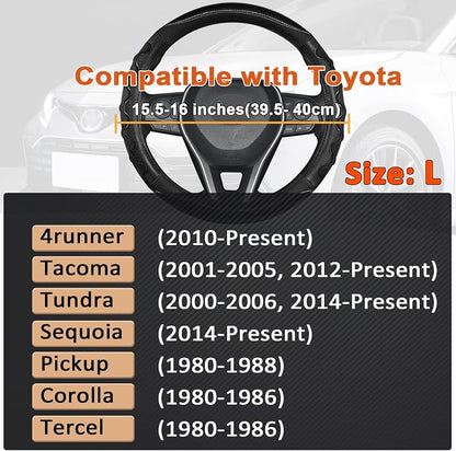 GIANT PANDA Steering Wheel Cover for Toyota Tacoma,4Runner,Tundra,Sequoia, Large Size - Black