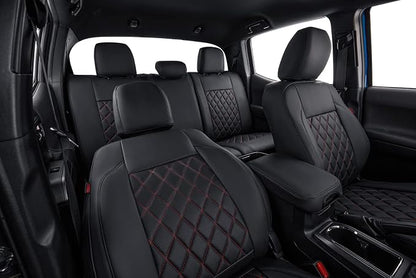coverdream 2nd Gen Tacoma Seat Covers Full Set for 2012-2015 Toyota Tacoma Double/Crew Cab Base (Regular Seats),Fully Covered,Luxury Waterproof Faux Leather Truck Seat Protector(Black & Diamond)