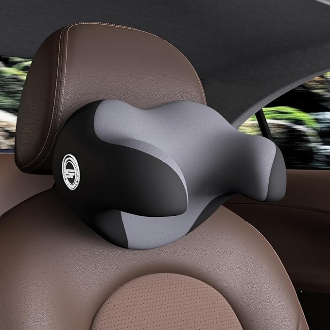 Really Useful Car Headrest Pillow, Car Neck Pillow for Sleeping with Adjustable Strap, 100% Memory Foam & Breathable Removable Cover, Ergonomic Design - Softness Road Trip Car Pillow(Gray, 1PC)