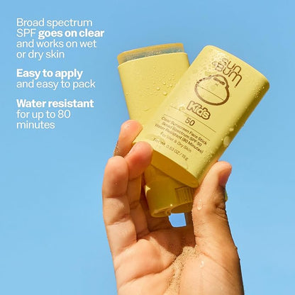 Sun Bum Kids SPF 50 Clear Sunscreen Face Stick | Wet or Dry Application | Hawaii 104 Act Compliant (Octinoxate & Oxybenzone Free) Broad Spectrum UVA/UVB Sunscreen | 0.53 oz (Pack of 2)