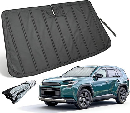 Thickened Windshield Sun Shade for 2019-2026 Toyota RAV4/RAV4 Prime | Accordion Front Window Sunshade Aluminum Reflective UV Protection Shield, Foldable Sun Visor with Storage Bag Car Accessories
