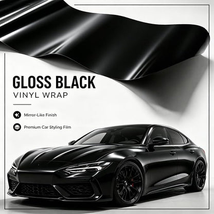 7.5Mil Gloss Black Automotive Wrap,60inX60FT Self-Healing Paint Protection Film, Anti-Yellowing Scratch Resistant Car Body Shield for Sedan, SUV, Truck