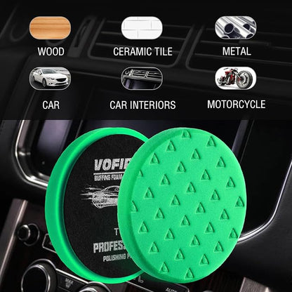 6 Inch Buffing Pads, 3 Pack Polishing Pad Green T120 High-Density Buffing Sponge Pads for Car Buffer Polisher Compounding, Polishing & Waxing