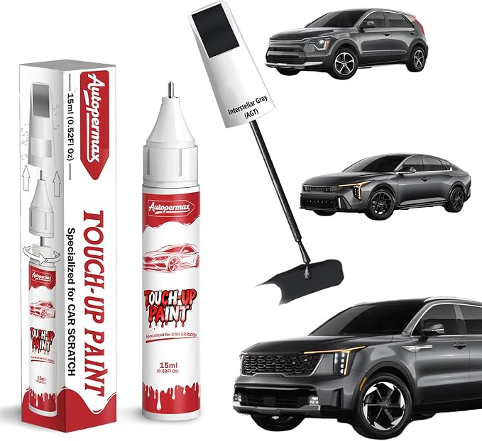 AGT Interstellar Gray Car Touch Up Paint for Kia, Color Accurate Two-In-One Car Paint Scratch Repair Pen, Professional Scratch Remover for Vehicles Chips and Nicks Scuff