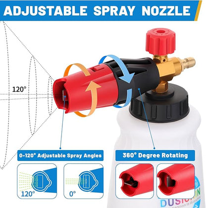 DUSICHIN Foam Cannon Short Pressure Washer Gun 1/4 Inch Quick Connector,Car Wash Foam Gun with 5 Pressure Washer Nozzle Tips 3/8'' Swivel Quick Connector,Additional Orifice Nozzle 1.04mm Car Washing
