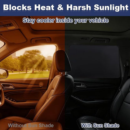 XCBYT Magnetic Car Window Shades for Rear Side Windows, 2 Pack Blackout Sun Shades, 100% Light Blocking UV & Heat Protection Car Curtains with Mosaic Pattern for Travel & Daily Use