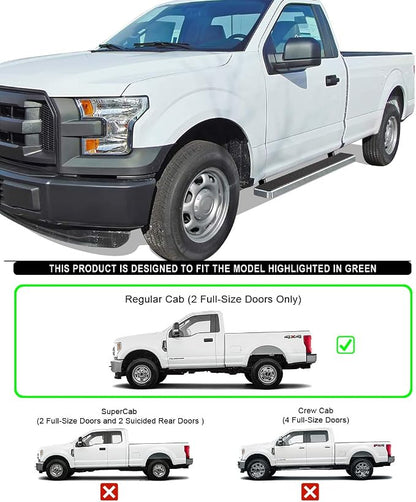 APS Running Boards 6 inches Compatible with Ford F150 2015-2026 Regular Cab & F-250 F-350 Super Duty 2017-2026 304 Stainless Steel (Nerf Bars Side Steps Side Bars)