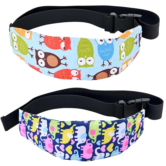 Head Support for Stroller Car Seat - Head Band Strap Headrest for Sleeping Traveling for Toddler Kids Children Child Baby Infant- (Elephant+Blue)