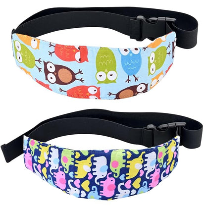 Head Support for Stroller Car Seat - Head Band Strap Headrest for Sleeping Traveling for Toddler Kids Children Child Baby Infant- (Elephant+Blue)