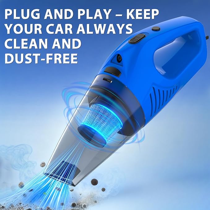 THINKWORK Car Cleaning Kit Car Detailing Kit,Car Cleaning Kit Interior Cleaner with High Power Blue Handheld Vacuum Cleaner,Brush Sets,Windshield Cleaner and Storage Bag,Car Accessories,Car Gift Set