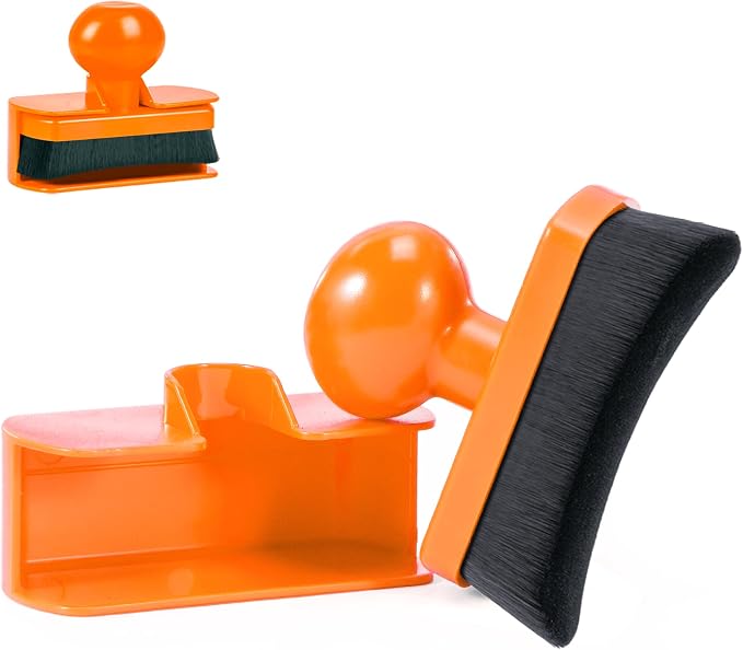 Large Tire Shine Applicator, Car Tire Shine with Curved Brush Head - Large Automotive Tire Dressing Applicator Brush with Storage Stand for Tire Shine Tire Detailing, 3.6 Inch Length (Orange)