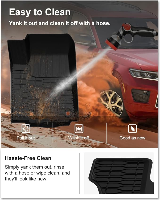 KIWI MASTER Floor Mats for 2021-2026 Jeep Grand Cherokee L, OEM Replacement 82216640AA, Custom Fit All Weather Car Mats, Heavy Duty TPE Floor Liners, Front & Rear 3 Row, Black