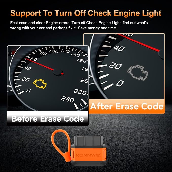 KONNWEI KW906 OBD2 Scanner Bluetooth, Professional Code Reader & Scan Tool for All Cars, Automotive Diagnostic Tool to Check Engine Light & Clear Fault Codes, Auto Scan, Live Data, Battery Test