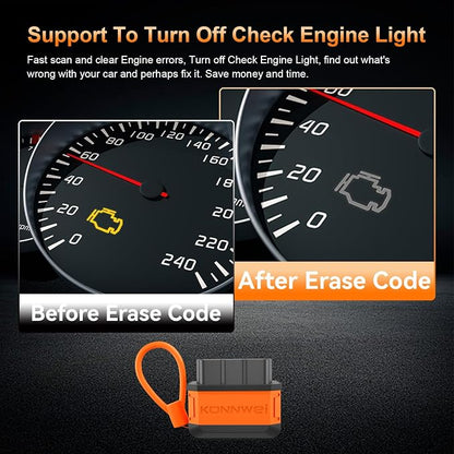 KONNWEI KW906 OBD2 Scanner Bluetooth, Professional Code Reader & Scan Tool for All Cars, Automotive Diagnostic Tool to Check Engine Light & Clear Fault Codes, Auto Scan, Live Data, Battery Test