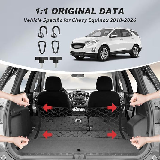 Karltys Envelope Style Cargo Net for 2018-2026 Chevy Equinox and GMC Terrain, Elastic Heavy Duty Rear Trunk Cargo Net Storage Organizer for 2024-2026 Chevrolet Equinox EV