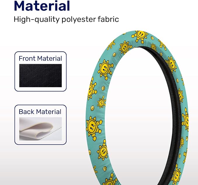 GENANY Retro Game Steering Wheel Cover, Non Slip Polyester Car Wheel Protector for Car SUV Truck, Universal 15 Inch
