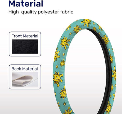 GENANY Retro Game Steering Wheel Cover, Non Slip Polyester Car Wheel Protector for Car SUV Truck, Universal 15 Inch