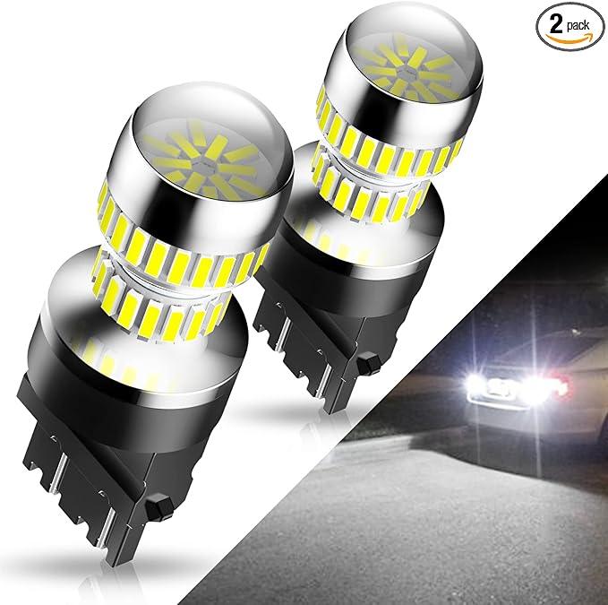 AUXITO 3157 LED Bulb White Reverse Lights, Super Bright 3156 3056 3057 4157 3047 4057 3457 4114 LED Bulb with Projector for Backup Reverse DRL Signal Parking Brake Tail Lights, Pack of 2