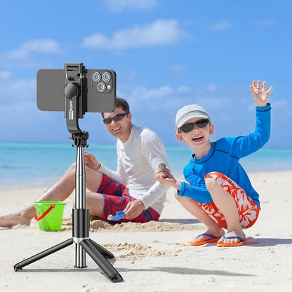 Selfie Stick Tripod, All in One Extendable & Portable iPhone Tripod Selfie Stick with Wireless Remote Compatible with iPhone 17 16 15 14 13 12 pro Xs Max, Galaxy Note10/S20/S10/OnePlus 9/9 PRO etc