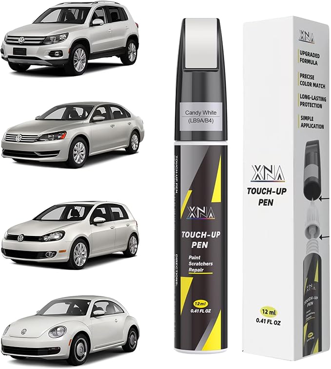 XNA Candy White(LB9A/B4) for Volkswagen Touch Up Paint, Car Scratch Remover for Nicks and Chips Repair, 2-In-1 Quick & Easy Fix Car Scratch Repair Kit with Exact Color-Matched