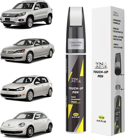 XNA Candy White(LB9A/B4) for Volkswagen Touch Up Paint, Car Scratch Remover for Nicks and Chips Repair, 2-In-1 Quick & Easy Fix Car Scratch Repair Kit with Exact Color-Matched