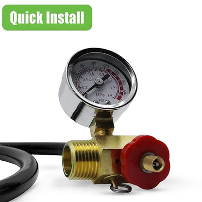 Grip Air Tank Assembly Kit - 4 ft Air Hose with 1/4" NPT Tire Chuck, Brass Manifold, 0-200 PSI Gauge - Safety Bypass Valve - Manual Override - On/Off Air Adjustment - Home, Garage, Workshop - 300 PSI