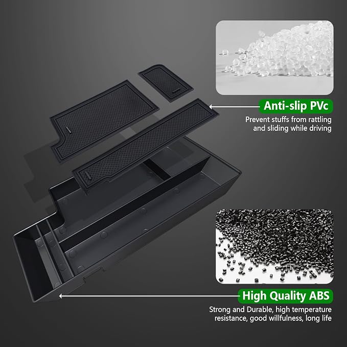 Lower Center Console Tray fit for F150 2021-2025 / Lightning XLT 2022-2024 with Rubber Liners Keep Clean and Organized Bottom Center Console Organizer fit Open Pocket in Front of the Shifter|Upgrade|