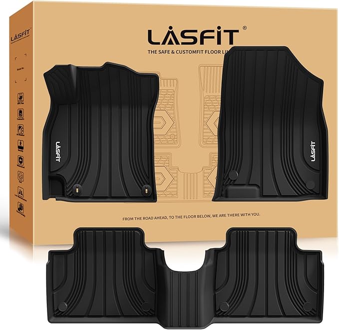 LASFIT Floor Mats for Hyundai Elantra 2026 2025 2024 2023 2022 2021 (Only Fit Gas & Automatic) & Elantra N 2022-2026 (Only Fit Automatic) Custom Fit TPE All Weather Floor Liners Car Mats, Black