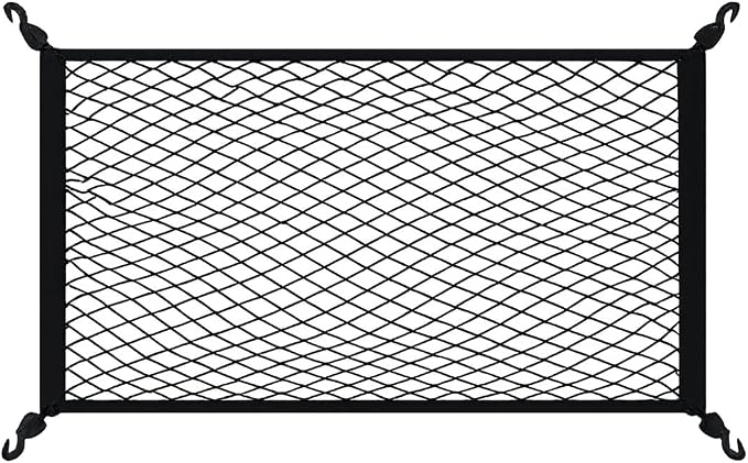 Car Cargo Net, 27.56" x 19.69" Elastic Stretchable Adjustable Vehicle Trunk Mesh Nets with Hook, Automotive Cargo Netting Storage Organizer, Universal for SUV Motorhome Lorry